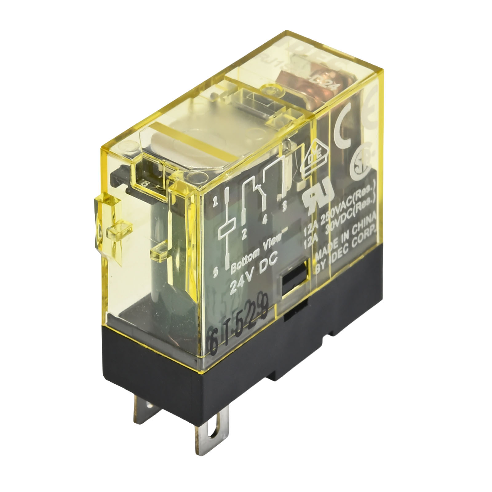 Relay kiếng IDEC RJ1S-CL-D24 5 chân 12A cuộn 24VDC có đèn LED